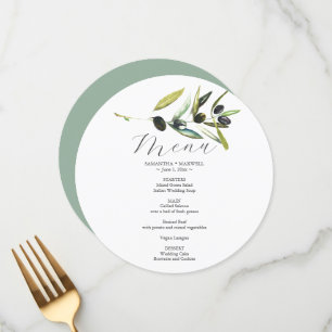 のメニュ結婚ーカードウォーターカラーオリーブブランチ メニュー