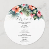 のメニュ結婚ーカードウォーターカラーハイビスカスフラワー メニュー (正面)