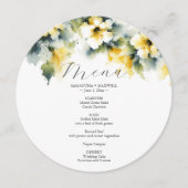 のメニュ結婚ーカードウォーターカラーハイビスカスフラワー メニュー (正面)