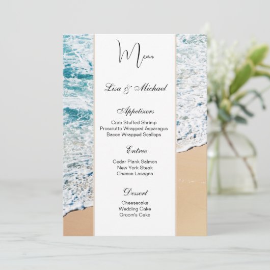 のメニュ結婚ーカードビーチテーマ メニュー (スタンド正面)