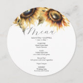 のメニュ結婚ーカード水彩ひまわり花 メニュー (正面)