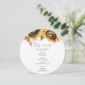 のメニュ結婚ーカード水彩ひまわり花 メニュー (スタンド正面)