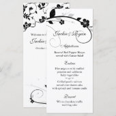 のメニュ結婚ーカード白黒フローラウォール メニュー (正面/裏面)