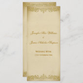 のメニュ結婚ーテンプレートヴィンテージリーフスクロール(ベージュ) メニュー (正面/裏面)