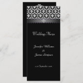 のメニュ結婚ーテンプレート白黒ダマスク メニュー (正面/裏面)