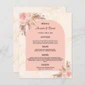 のメニュ結婚ーパンパスグラスバラ金ゴールド大理石 (正面/裏面)