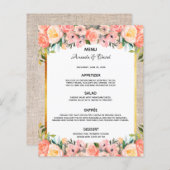 のメニュ結婚ーピンクの花模様のラップ素朴 (正面/裏面)