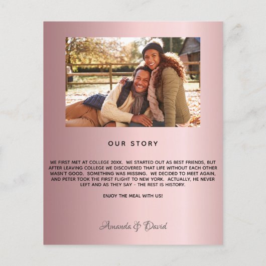 のメニュ結婚ーピンクフローラほこりっぽいバラ金ゴールド写真 (裏面)