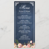 のメニュ結婚ーフローラ素朴ヴィンテージブルーシャルボード メニュー (正面)