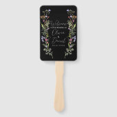 のメニュ結婚ープログラムワイルドフラワーフローラ濃色 ハンドファン (正面)