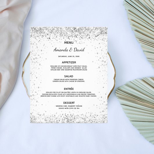 のメニュ結婚ーホワイトシルバーグリッターは予算を輝かす チラシ