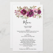 のメニュ結婚ーメニューで水彩パープルフローラをメニュー 便箋 (正面/裏面)