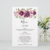 のメニュ結婚ーメニューで水彩パープルフローラをメニュー 便箋 (スタンド正面)