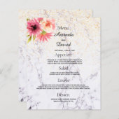 のメニュ結婚ー大理石ピンク花模様 (正面/裏面)