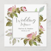 のメニュ結婚ー水彩ピンクローズ メニュー (正面)