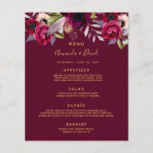 のメニュ結婚ー水色の花模様バーガンディ (正面)