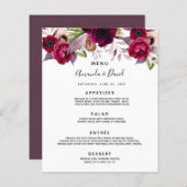 のメニュ結婚ー花模様白ブルゴーニュのカシス紫 (正面/裏面)