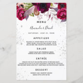 のメニュ結婚ー花模様白ブルゴーニュ紫グリッター (正面)