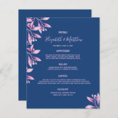 のメニュ結婚ー花模様青ピンク (正面/裏面)