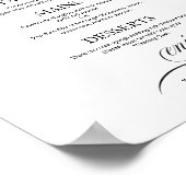 のメニュ結婚ー記号シックなブラックスクリプト ポスター (角)
