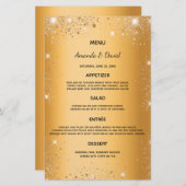 のメニュ結婚ー金ゴールドメタリックグリッターダストエレガント (正面/裏面)