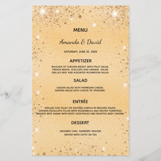 のメニュ結婚ー金ゴールドメタリックグリッターダストエレガント (正面)