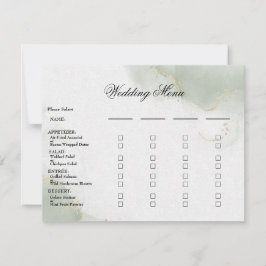 のメニュ結婚ー食事カード金ゴールドミュートSage Green 出欠カード