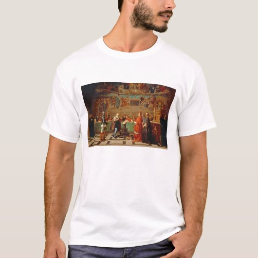 のメンバーの前のガリレオ・ガリレイ(1564-1642年) Tシャツ (正面)