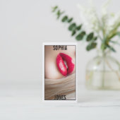 ★のメーキャップアーティストの赤い唇の写真の名刺の★ 名刺 (スタンド正面)