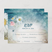 *~*のメーソンジャーの花の素朴な水彩画の結婚式 出欠カード (正面/裏面)