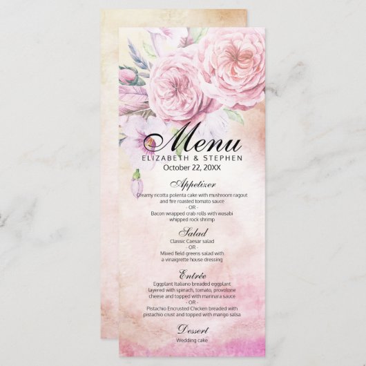 のメ結婚ニューエレガントウォーターの色フローラの羽 メニュー (正面/裏面)