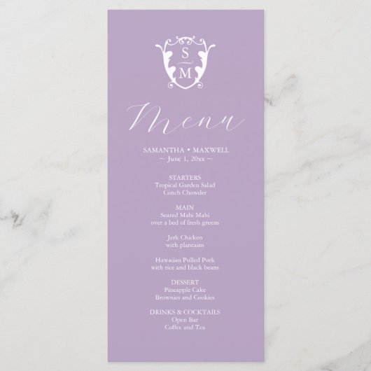 のメ結婚ニューシンプルモノグラムクレスト薄紫 メニュー (正面)