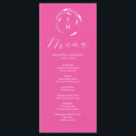 のメ結婚ニューシンプルモノグラム明るい赤紫色ピンク メニュー<br><div class="desc">このエレガント明るい赤紫色ピ結婚ンクのメニューはフローラ線のアートで囲まれたシンプルモノグラムを特徴とし、「メニュー」という言葉は書道の台本に設定されている。テンプレートフィールドを使用して、新郎新婦のイニシャル、名前、およびメニューカスタム項目を追加する。結婚式、リハーサルディナー、婚約パーティなどに最適。</div>