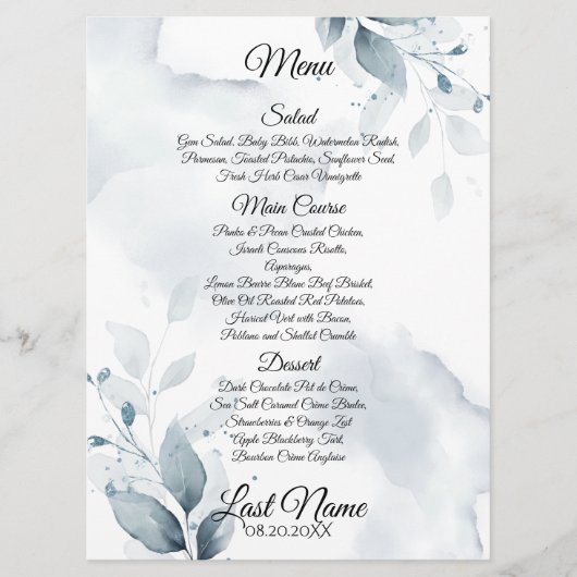 のメ結婚ニュー | カスタム1ダスティブルーボタニカルメニュー メニュー (正面)