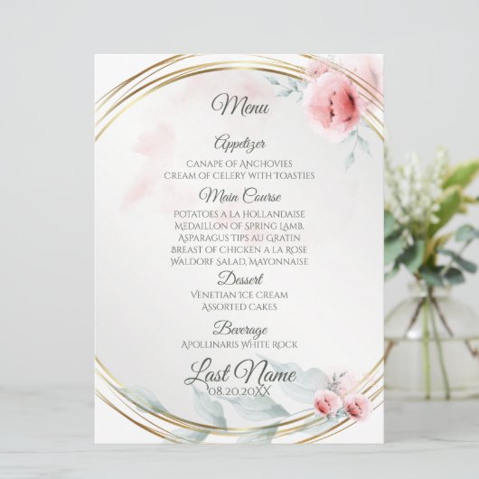 のメ結婚ニュー | ピンクエレガント赤面牡丹 メニュー (スタンド正面)