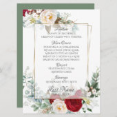 のメ結婚ニュー |ブルゴーニュとアイボリー牡丹 メニュー (正面/裏面)