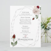 のメ結婚ニュー | 赤面とワインの水の色のバラ メニュー (スタンド正面)