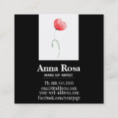 *~*のモダンでエレガントな花の赤いケシのフェミニンな上品 スクエア名刺 (裏面)