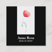 *~*のモダンでエレガントな花の赤いケシのフェミニンな上品 スクエア名刺 (正面)