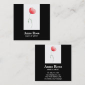 *~*のモダンでエレガントな花の赤いケシのフェミニンな上品 スクエア名刺 (正面/裏面)