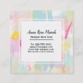 *~*のモダンなターコイズのピンクの黄色の抽象芸術のパステル スクエア名刺 (裏面)