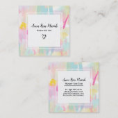 *~*のモダンなターコイズのピンクの黄色の抽象芸術のパステル スクエア名刺 (正面/裏面)