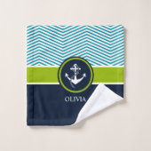 のモダンなモノグラム、エレガント航海のストライプの バスタオルセット (ウォッシュタオル)