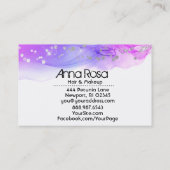 *~*のモダンな水彩画の抽象芸術のマゼンタのラベンダー 名刺 (裏面)