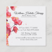 *~*のモダンな水彩画の花の花の赤いケシ スクエア名刺 (裏面)