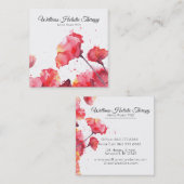 *~*のモダンな水彩画の花の花の赤いケシ スクエア名刺 (正面/裏面)