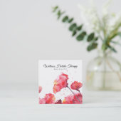 *~*のモダンな水彩画の花の花の赤いケシ スクエア名刺 (スタンド正面)