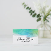*~*のモダンな水彩画の青い水の抽象芸術のシンプル 名刺 (スタンド正面)