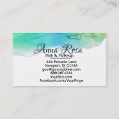 *~*のモダンな水彩画の青い水の抽象芸術のシンプル 名刺 (裏面)