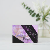*~*のモダンな花柄の抽象芸術のグリッターの幾何学的な黒 名刺 (スタンド正面)